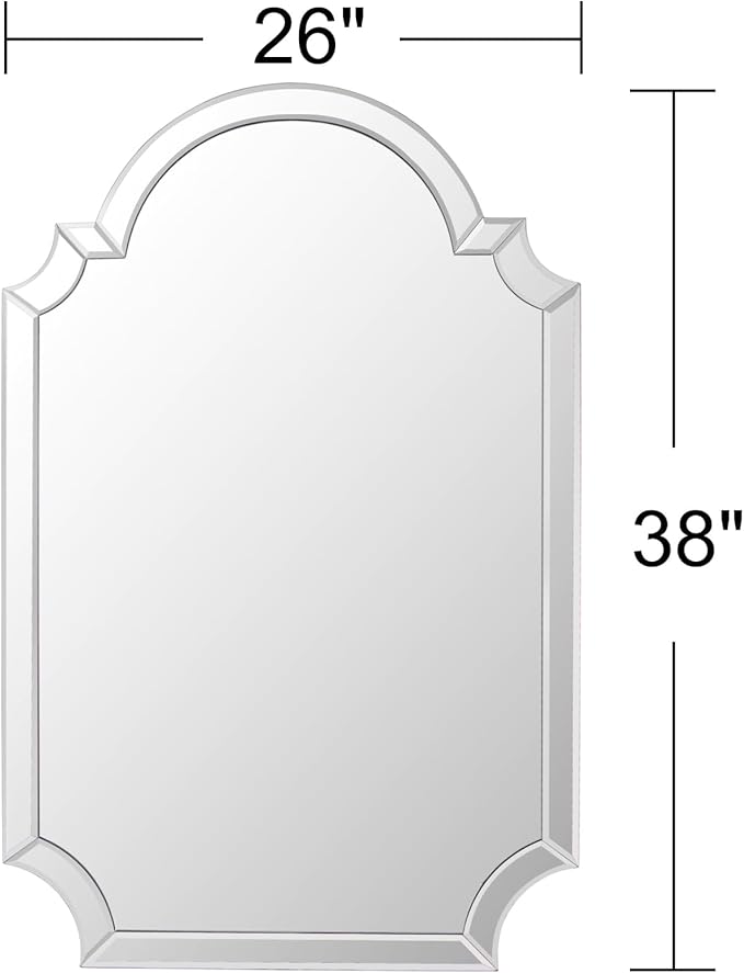 Chende 26" x 38" Arched Decorative Wall Mirror, Living Room Mirror for Decor with Glass Beveled Edge, Modern Bathroom Mirror Above Sink