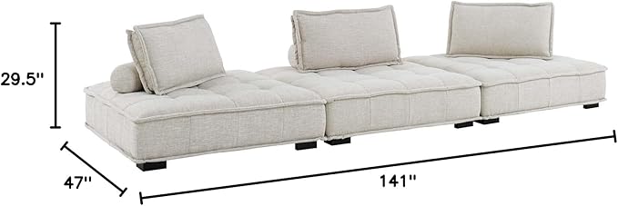 Modway Saunter Sofas, 3-Piece Set, Beige