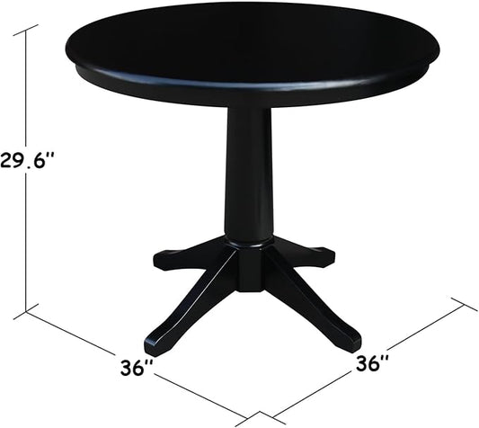 International Concepts 36" Round Top Pedestal Table-28.9" H, Black