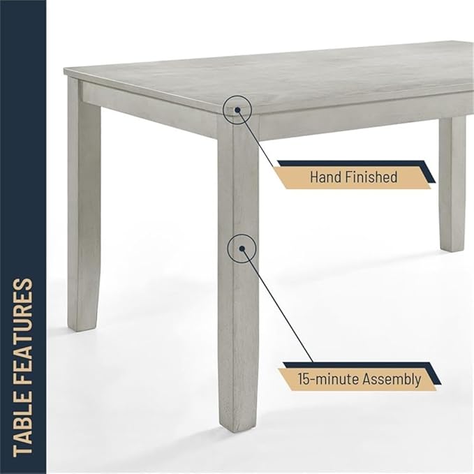 New Classic Furniture Pascal 59" Rectangle Wood Dining Table, Driftwood Gray