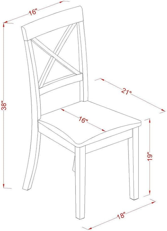 East West Furniture BOC-CAP-W Boston Dining Room Chairs - Cross Back Solid Wood Seat Chairs, Set of 2, Cappuccino
