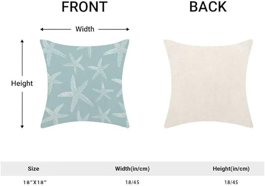 BETGINY Coastal Seafoam Blue Starfish Throw Pillow Cover 18X18 Inch Pack of 2,Summer Nautical Ocean Decorative Pillow Covers Square Linen Beach Pillow Cases Cushion for Bedroom Home Sofa Decor