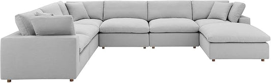 Modway Commix Down-Filled Overstuffed Upholstered 7-Piece Sectional Sofa