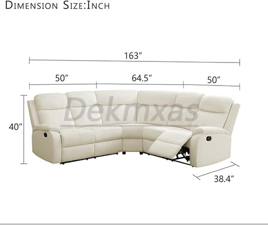 Living Room Furniture Set L-Shaped Sectional Sofa Fluff Fabric Recliner Adjustable Manual Sofa Set for Living Room, Office,Apartment,Rv Car(Off-White)