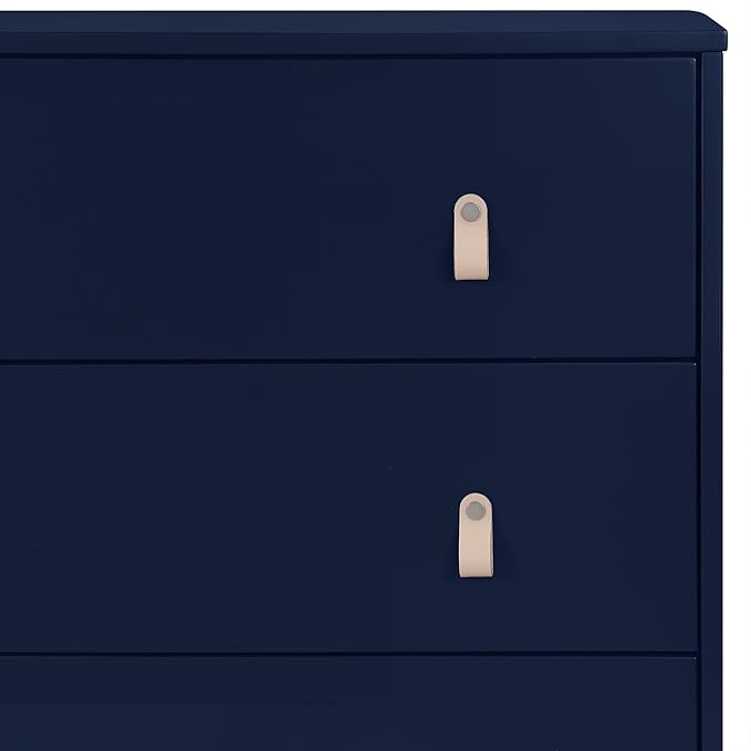 babyGap Legacy 3 Drawer Dresser with Leather Pulls and Interlocking Drawers by Delta Children, Navy/Natural