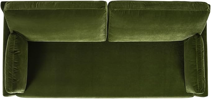 Jennifer Taylor Home Pasadena 75.5" Modern Living Room Farmhouse Performance Velvet Compact Sofa Couch for Small Spaces and Apartments in Olive Green