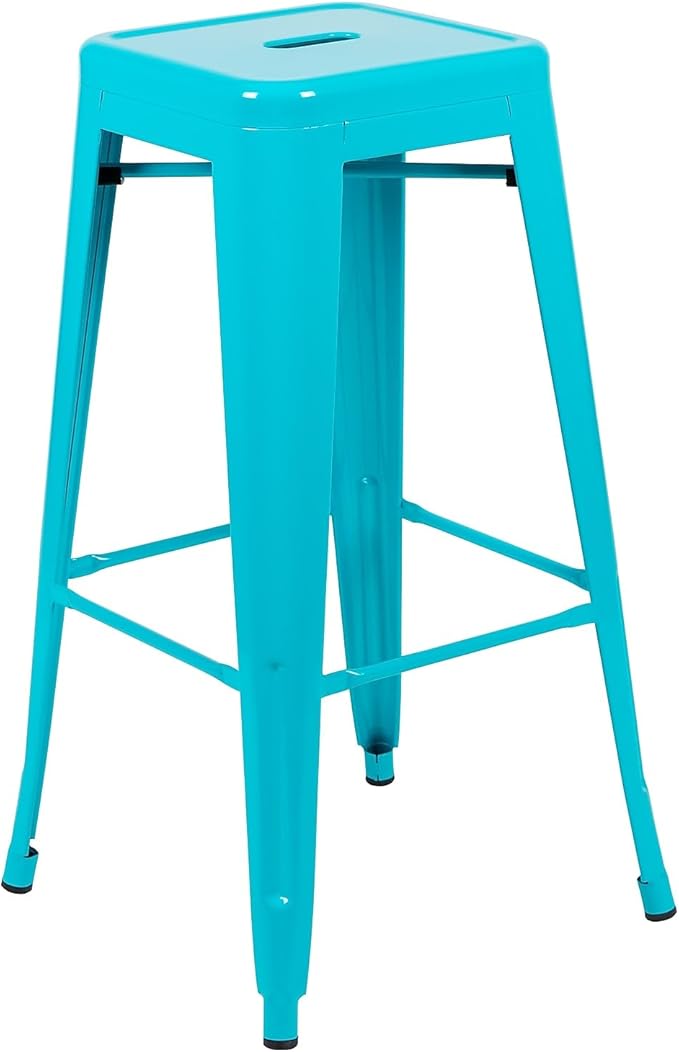 Flash Furniture Lily 30" High Metal Indoor Bar Stool in Teal - Stackable Set of 4