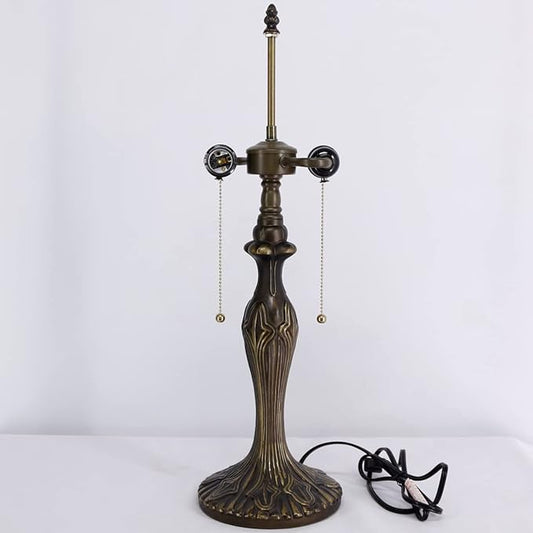 WERFACTORY Table Lamp Base Replacement Only, Wide 6.5 Height 24 Inch, Fit for 12, 14, 16, 18 Inch Tiffany Style Stained Glass Lampshade, Dark Bronze Finish, Metal, Pull Chain Switch