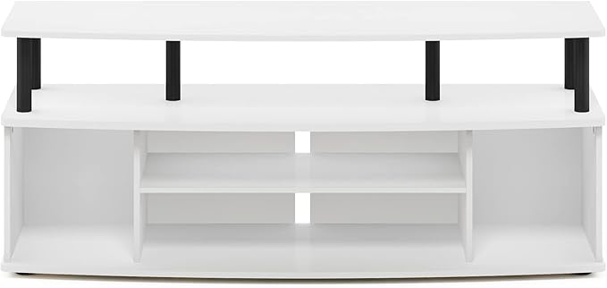 Furinno Jaya Large Entertainment Center Hold up to 55-in TV, Inch, White/Black