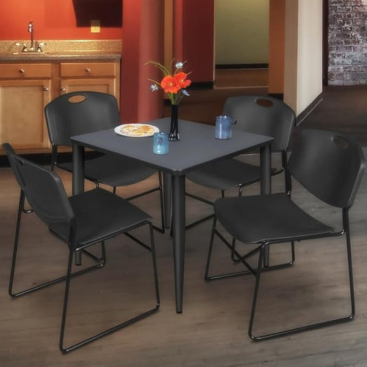 Regency Kahlo 42 in. Square Breakroom Table- Grey Top, Black Tapered Legs