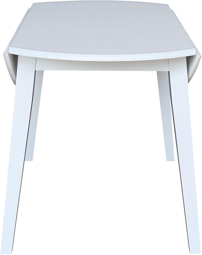 IC INTERNATIONAL CONCEPTS 42" Round Solid Wood Dual Drop Leaf Table in White