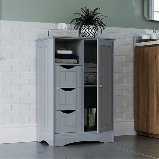 RiverRidge Ashland Collection 1 Door, 3 Drawer, Gray Floor Cabinet,Grey
