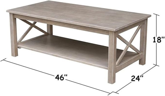 International Concepts Hampton Coffee Table, Washed Gray Taupe
