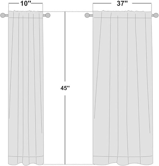 NICETOWN White 100% Blackout Curtains 45 inches Long for Kitchen, Rod Pocket Basement Window Treatment Thermal Insulated Lined Drapes for Small Window (1 Pair, 37 inches Width Each Panel)