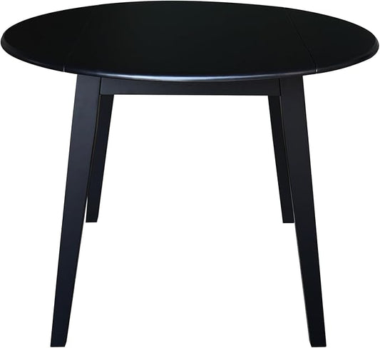 IC INTERNATIONAL CONCEPTS 42" Round Solid Wood Dual Drop Leaf Table in Black