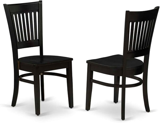East West Furniture ESVA3-BCH-W 3 Piece Dining Table Set for Small Spaces Contains a Round Dining Room Table with Pedestal and 2 Wood Seat Chairs, 30x30 Inch, Black & Cherry