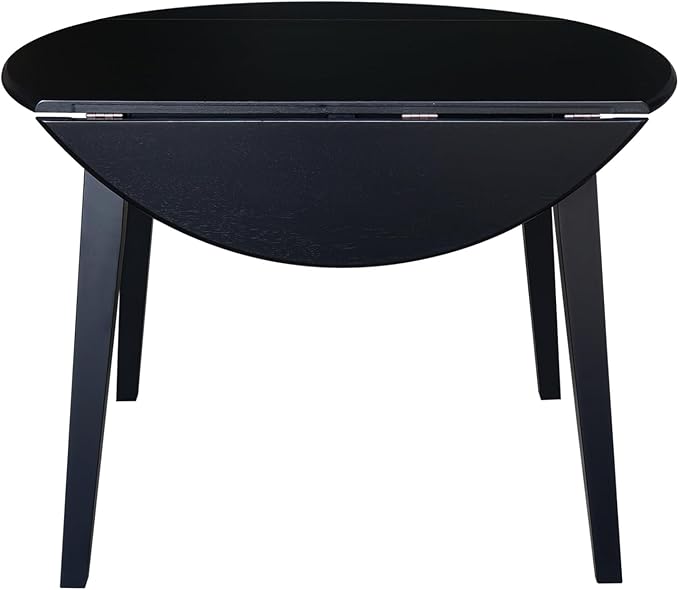 IC INTERNATIONAL CONCEPTS 42" Round Solid Wood Dual Drop Leaf Table in Black