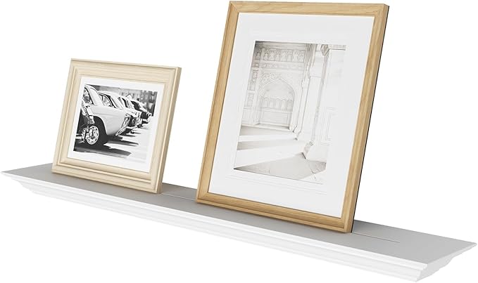 WELLAND 36 Inch Solid Pine Wood Floating Shelves Wall Mounted,Corona Crown Molding Floating Wall Display Shelf,White Finished.