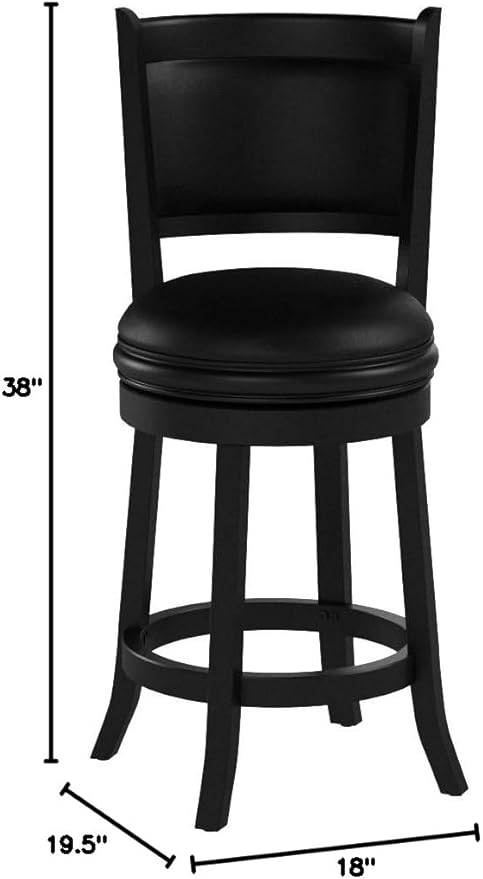 Boraam Augusta Counter Height Swivel Stool, 24-Inch, Black, 2-Pack
