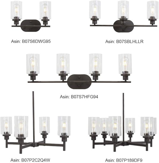 VINLUZ 6 Light Farmhouse Chandelier Classic Pendant Lighting Oil-Rubbed Bronze Industrial Ceiling Lighting Fixture with Clear Glass Shades for Dining Room Kitchen Livingroom