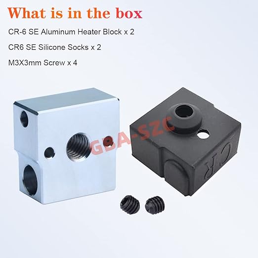 Ender 3 Neo/CR-6 SE Heater Block,Fine Processing with Silicone Socks,for CR-6 SE/CR-6 MAX/CR-5 Pro/CR10 Smart/Ender 3 Neo/V2 Neo/Max Neo Cartridge Sensor Heater Block.(2PCS Aluminum)