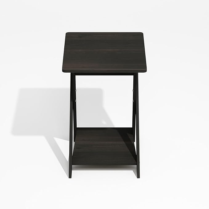 Furinno Modern Side Table, X-Legs End Table with Open Shelf, Criss-Crossed Night Stand, Bedside Table, Easy Assembly, for Living Room, Bedroom, Black Espresso