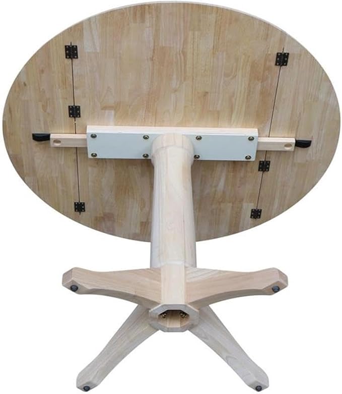 IC INTERNATIONAL CONCEPTS 42" Round Solid Wood Dual Drop Leaf Pedestal Table - Unfinished