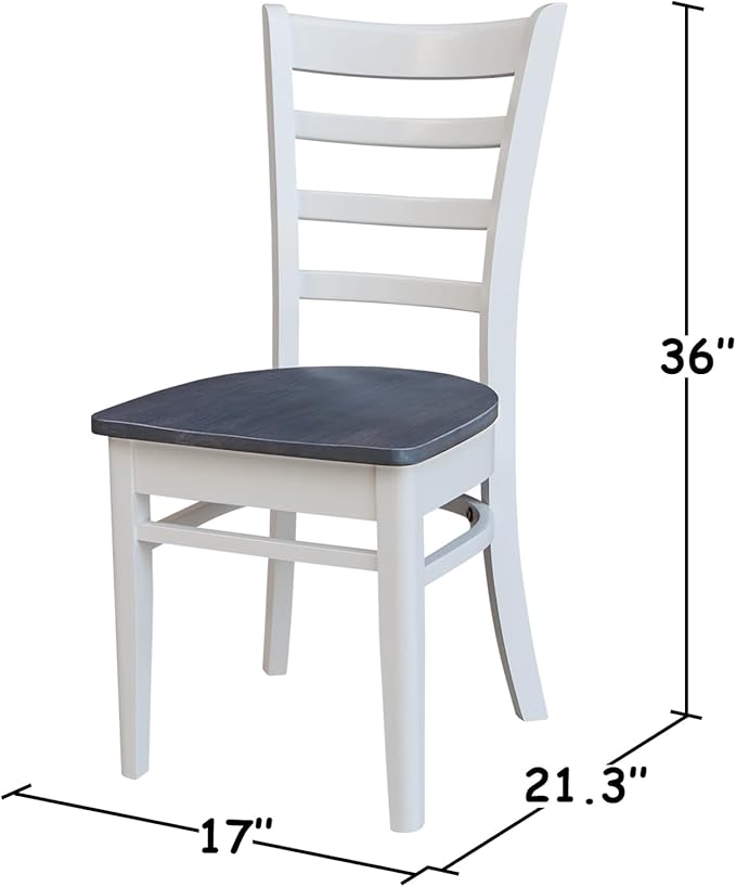 IC INTERNATIONAL CONCEPTS 42" Drop Leaf Wood Table with 2 Emily Side Chairs in White/Heather Gray