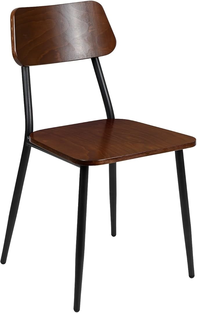 Flash Furniture Lincoln Stackable Industrial Dining Chair with Gunmetal Steel Frame and Rustic Wood Seat, Set of 2