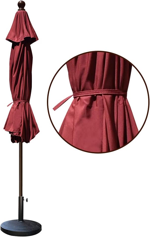 EliteShade USA 10-Year-Non-Fading 9Ft Market Patio Umbrella, UPF 50+ UV Protection Performance Sun Umbrella, Heavy Duty Commercial Grade Outdoor Table Umbrella with Crank & Tilt, Windproof Vented Top for Garden, Pool, Deck and Outdoor Playsets, Burgundy