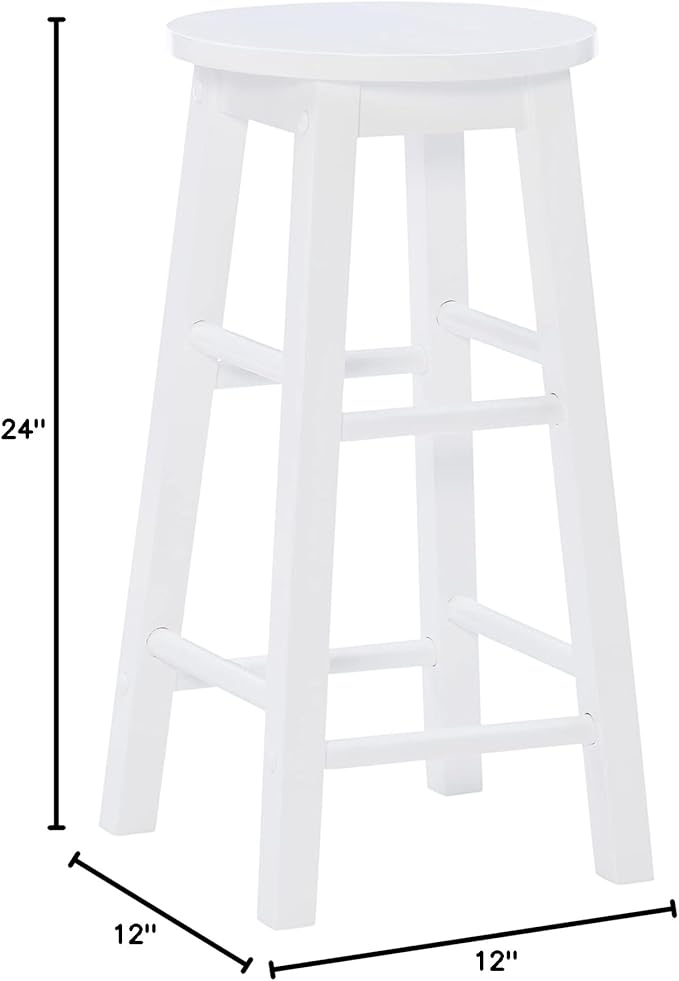 Zeke White 24" Counter Stool with Round Seat by Linon