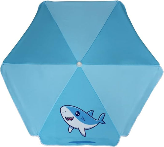 AMMSUN 47 Inch Seaside Beach Umbrella for Sand Box Water Table Kids Durable Umbrellas for children Picnic Beach Camping Garden Outdoor Play Shade (47inch Blue/Shark)