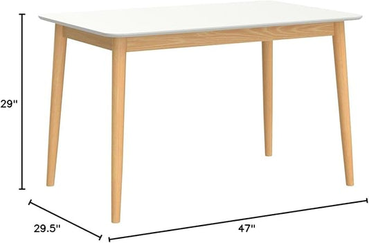 ZINUS Jen 47 Inch Wood Dining Table, Solid Wood Kitchen Table, Easy Assembly, White