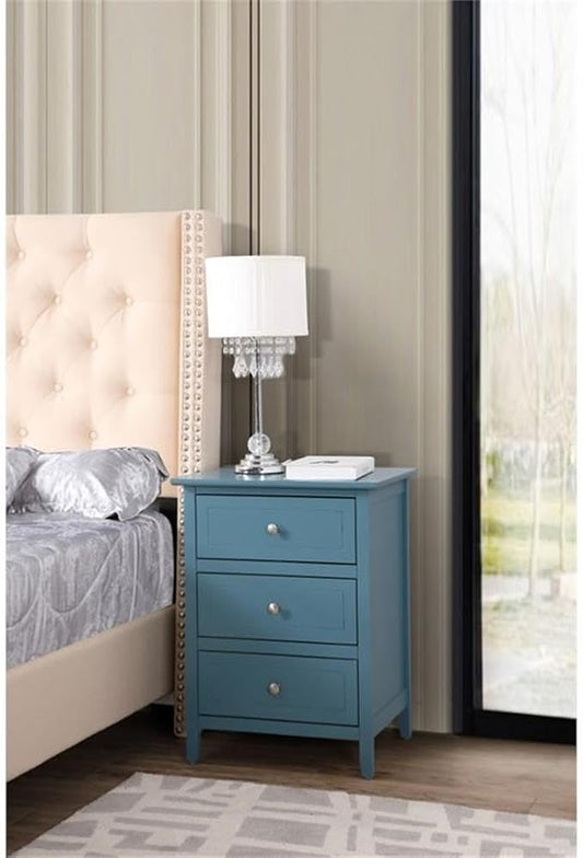 Glory Furniture Daniel 3 Drawer Nightstand in Teal