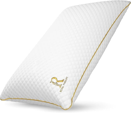 Royal Therapy Queen Memory Foam Pillow, Adjustable Shredded Odor-Free Pillow for Neck & Shoulder Pain Relief, Support for Back, Stomach, Side Sleepers, CertiPUR-US