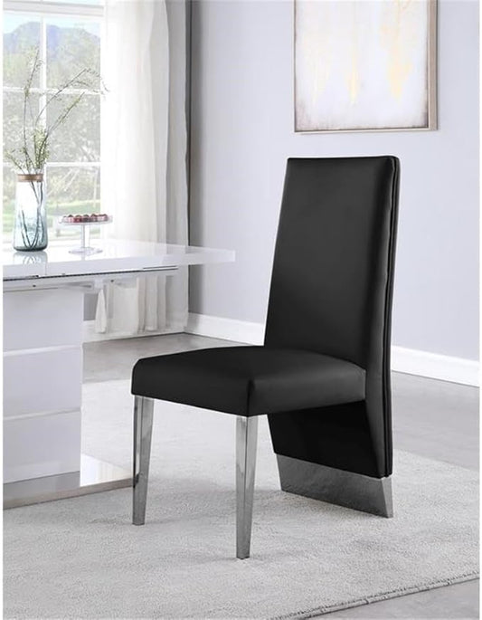 Meridian Furniture Porsha 19" H Black Vegan Leather Dining Chair (Set of 2)