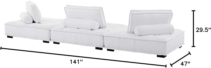 Modway Saunter Sofas, 3-Piece Set, White