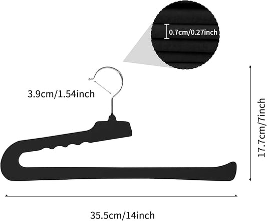 ManGotree Non Slip Velvet Pants Hangers, Open Ended Felt Jean Hangers for Closet Organizer, Heavy Duty Space Saving for Trousers, Slacks, Shorts, Dress, Scarf (10 Pack, Black)