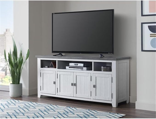 Martin Svensson Home Foundry 65" TV Stand, White Stain with Grey Top