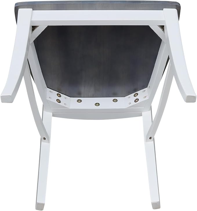 International Concepts Set of Two Vineyard Curved X Back Chairs, White/Heather gray