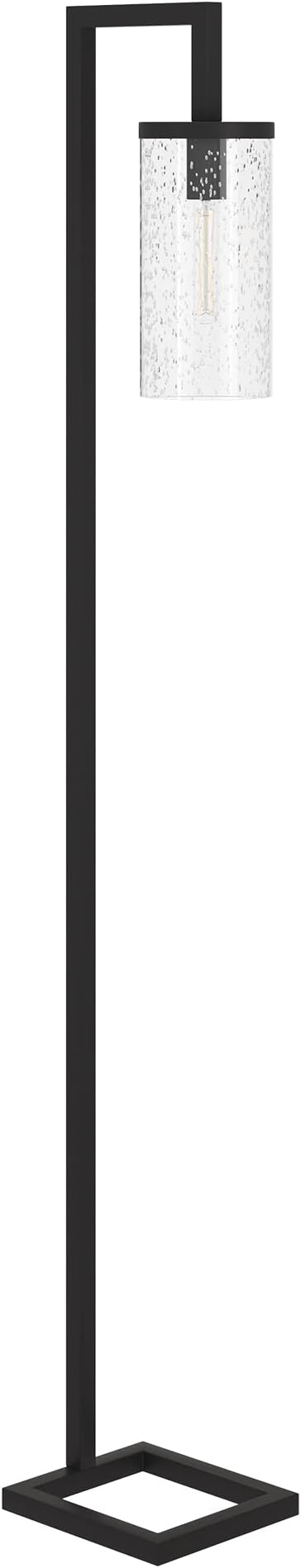 Henn&Hart 67.75" Tall Floor Lamp with Glass Shade in Blackened Bronze/Seeded, Floor Lamp for Home Office, Bedroom, Living Room