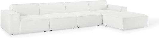 Modway Restore 5-Piece Upholstered Sectional Sofa in White