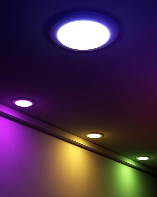 Lumary 15W Smart LED Flush Mount Disk Lights 5/6 Inch, RGBWW WiFi Recessed Surface Mount Ceiling Lights, Color Changing 2700-6500K Dimmable Downlight, Compatible with Alexa/Google Assistant-ETL Listed
