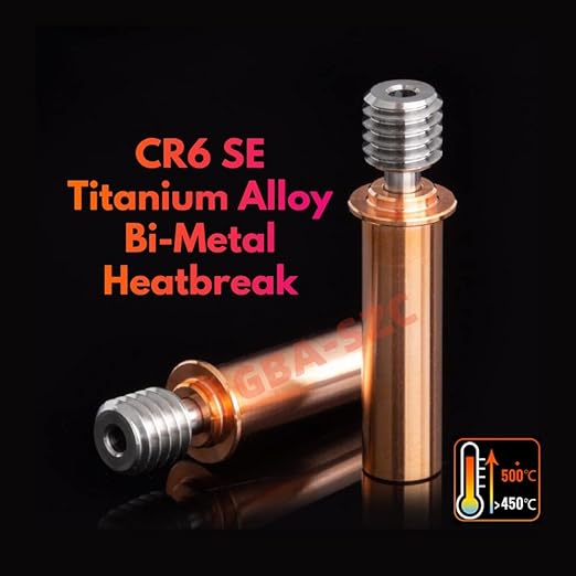 2PCS Ender 3 V2 Neo/CR6 SE Heatbreak,All Metal Titanium Alloy Bi-Metal Upgrade Smooth Bimetal Heat Break,for CR-6 SE/Max/CR10 Smart/Ender 3 V2 Neo/Ender 3 Max Neo/Ender 3 Neo Hotend.(2PC)