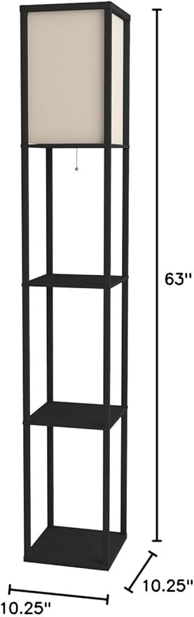 Adesso 3138-01 Wright 63 In. Floor Lamp - Smart Switch Compatible Light Fixtures with Two Storage Shelves. Lighting Accessories , Black