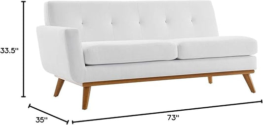 Modway Engage Mid-Century Modern Upholstered Fabric Left-Arm Loveseat in White