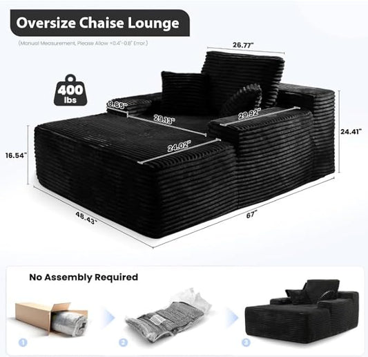 COMHOMA 105”Modular Sectional Sofa with Deep Seat,Cloud Upholstered L-Shape Couch Wide Arms Corduroy Fabric High-Density Foam Chaise Lounge for Living Room No Assembly Required