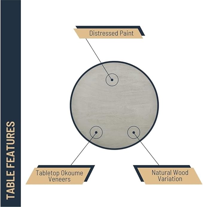 New Classic Furniture Pascal 47" Round Dining Table, Driftwood Gray