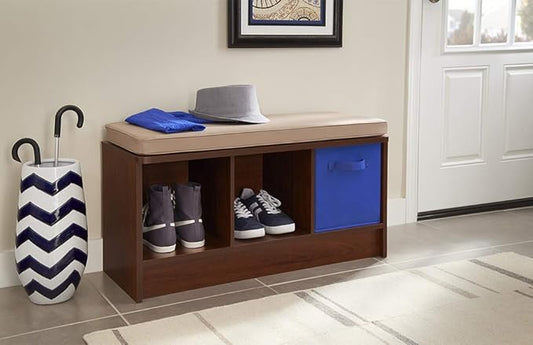 ClosetMaid 1309 3-Cube Storage Bench, Dark Cherry with Tan Cushion