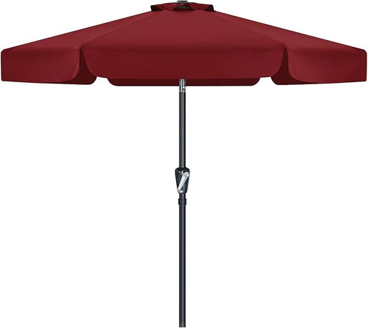 MASTERCANOPY 7.5ft Patio Umbrella with Valance, Crank and Tilt – 6 Ribs Outdoor Market Umbrella, UV/Fade Resistant, Waterproof Canopy with Wind Vent for Garden, Deck, Backyard, Pool (Burgundy)
